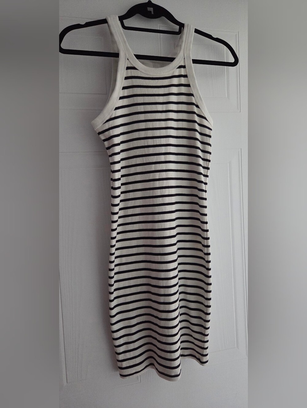 H&M White and Black Striped Midi Tank Dress